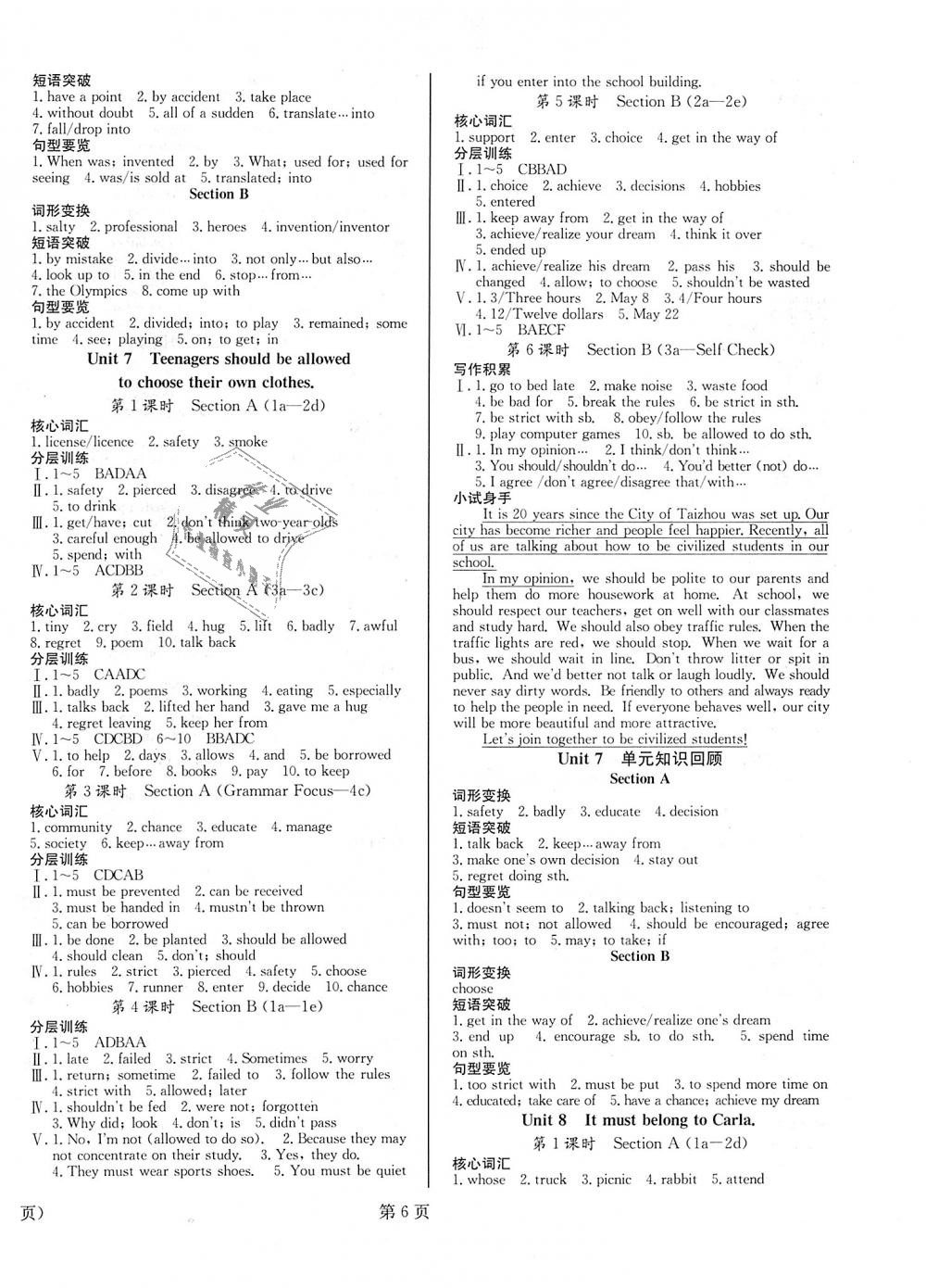2018年全效學(xué)習(xí)學(xué)業(yè)評價方案九年級英語全一冊人教版 第6頁