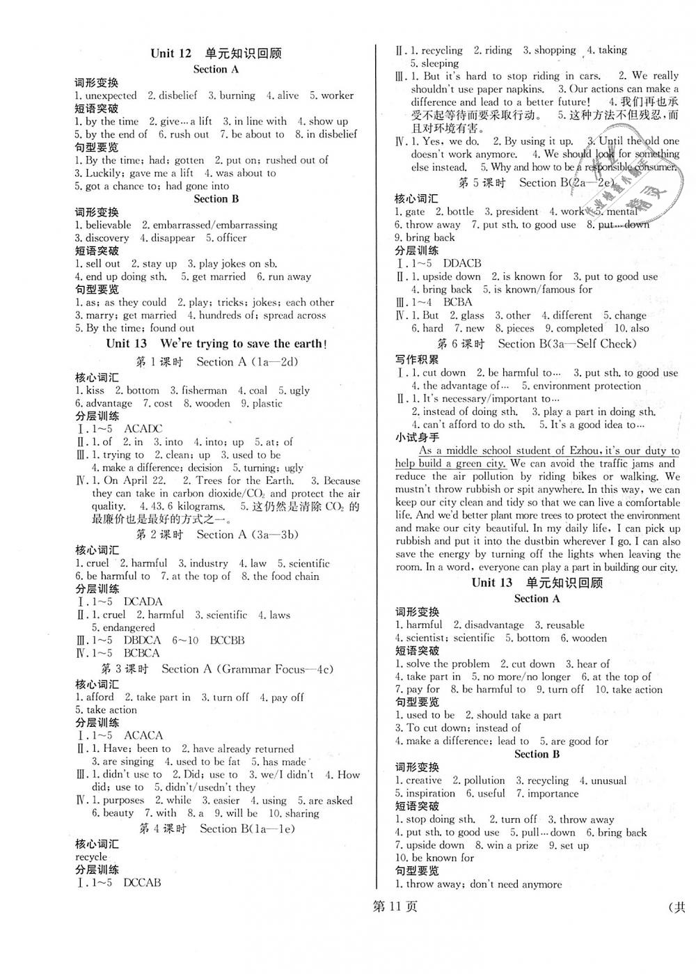 2018年全效學(xué)習(xí)學(xué)業(yè)評價方案九年級英語全一冊人教版 第11頁