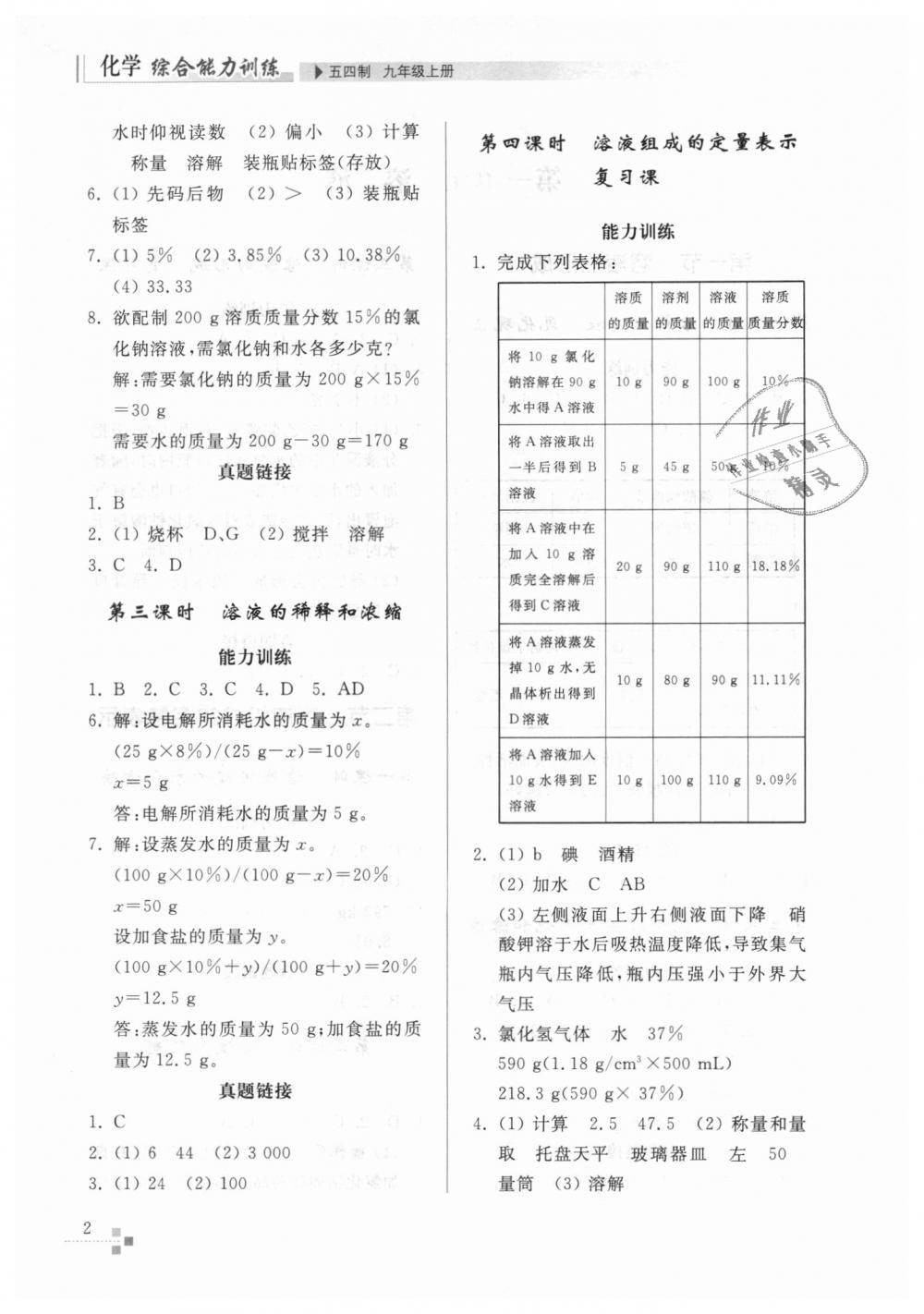 2018年綜合能力訓(xùn)練九年級(jí)化學(xué)上冊(cè)魯教版五四制 第2頁(yè)