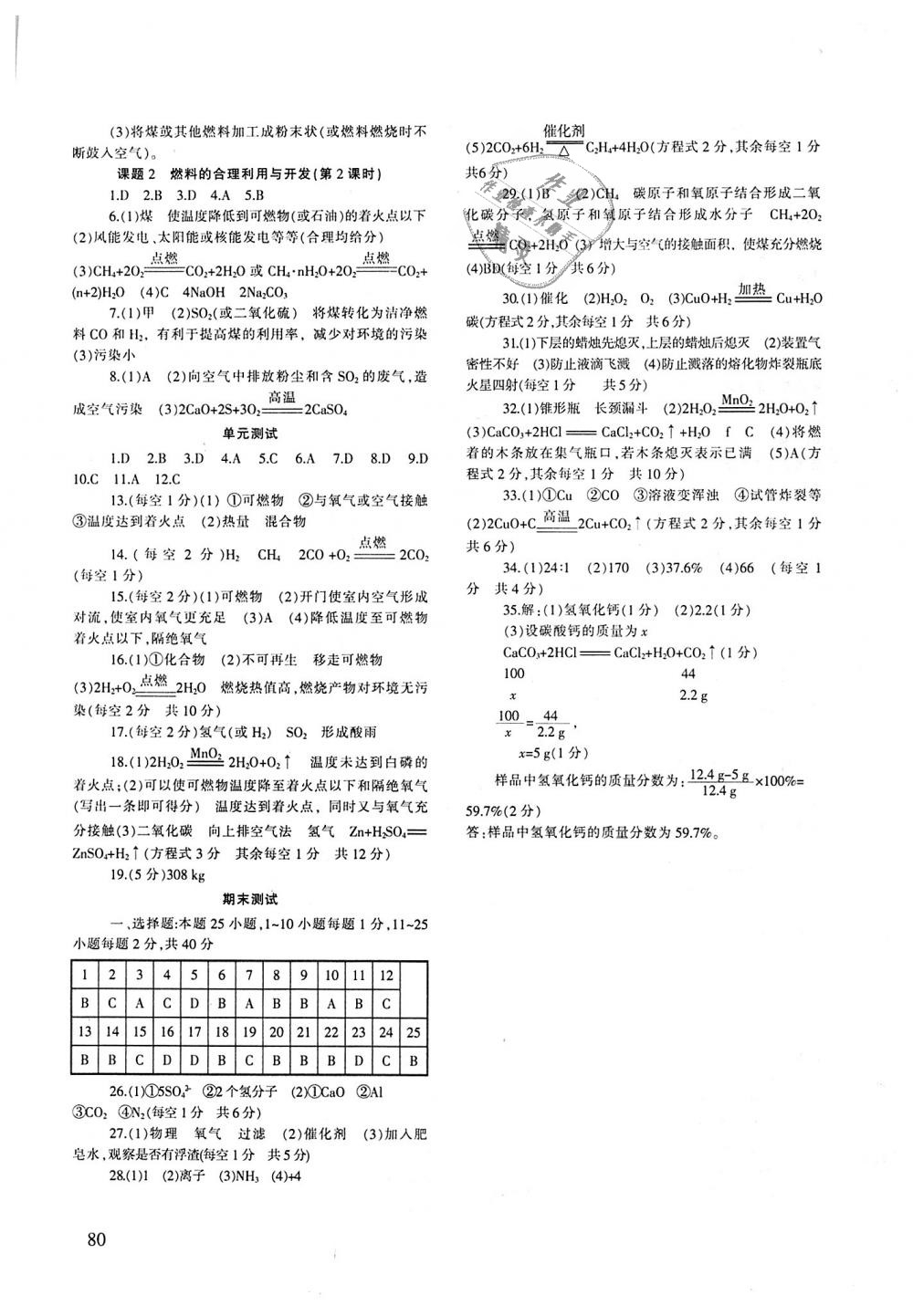 2018年化学配套综合练习九年级上册人教版甘肃文化出版社 第5页