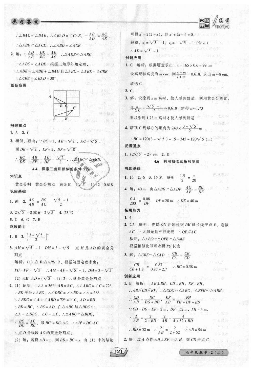 2018年名师课堂一练通九年级数学上册北师大版 第19页