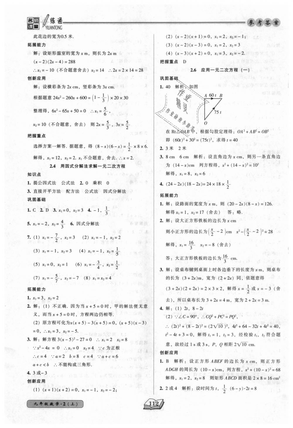 2018年名师课堂一练通九年级数学上册北师大版 第10页