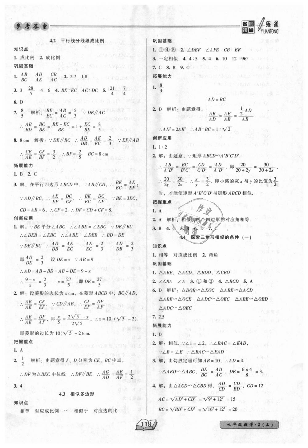 2018年名师课堂一练通九年级数学上册北师大版 第17页