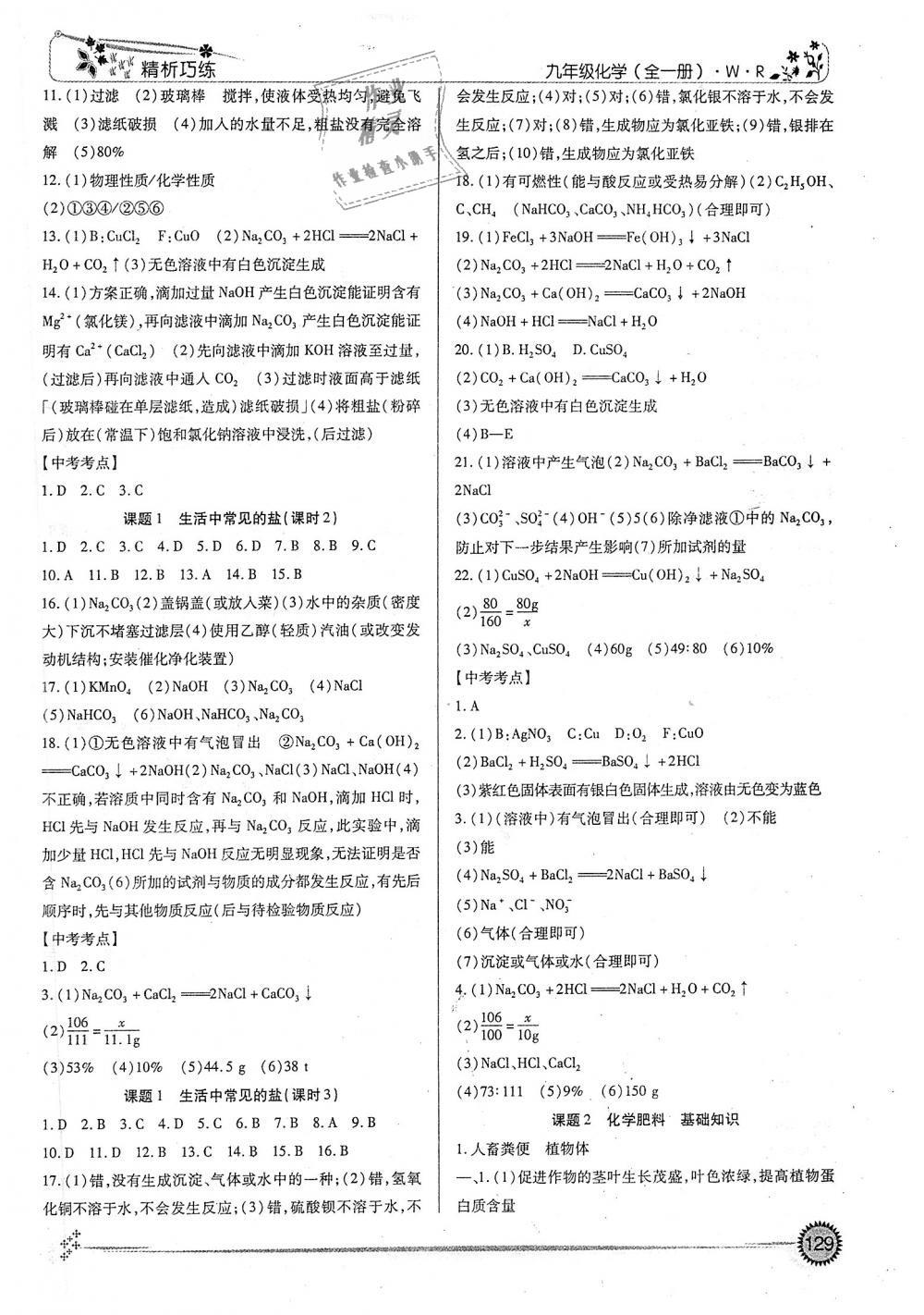 2018年精析巧练阶段性验收与测试化学九年级全一册 第9页