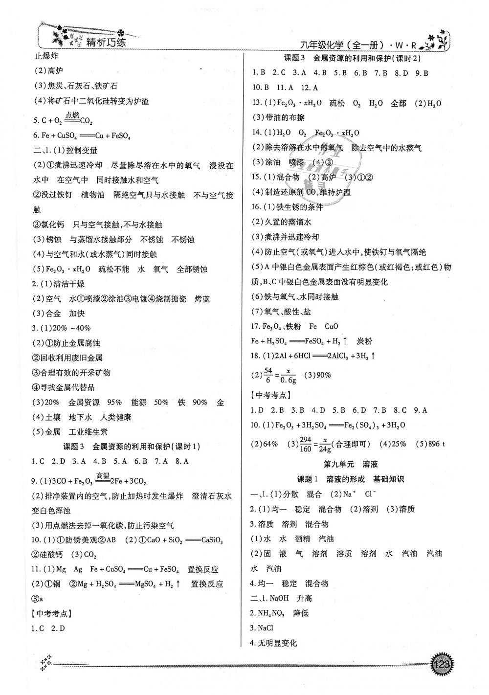 2018年精析巧练阶段性验收与测试化学九年级全一册 第3页