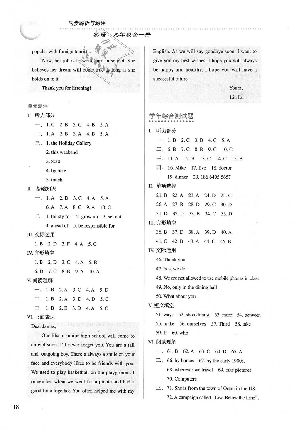 2018年人教金學(xué)典同步解析與測評九年級英語全一冊人教版 第18頁