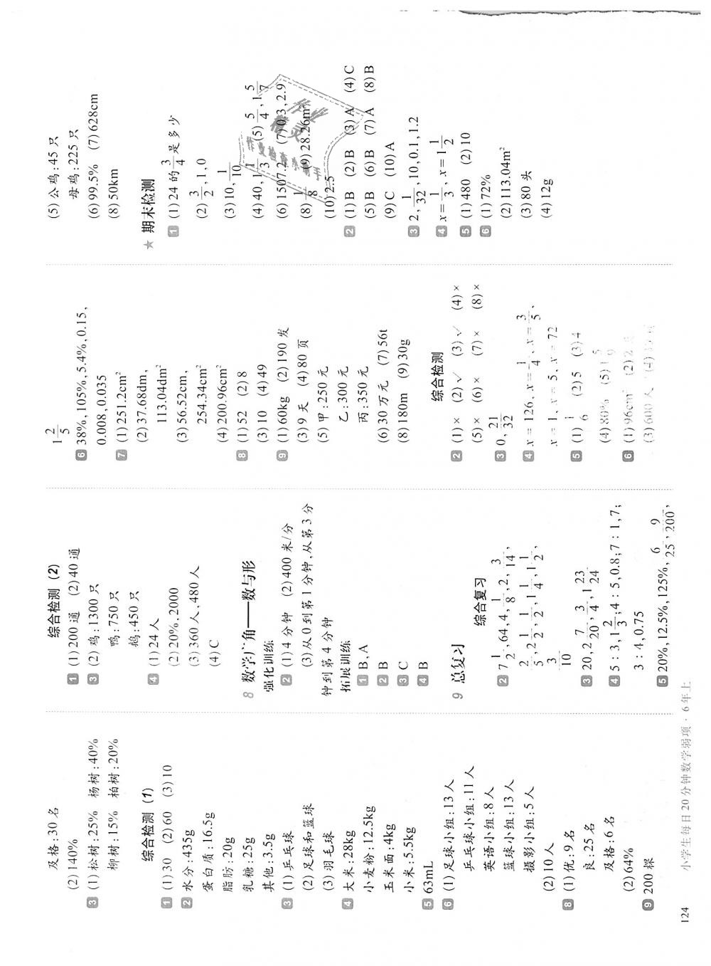 2018年小学生每日20分钟数学弱项六年级上册人教版 第10页