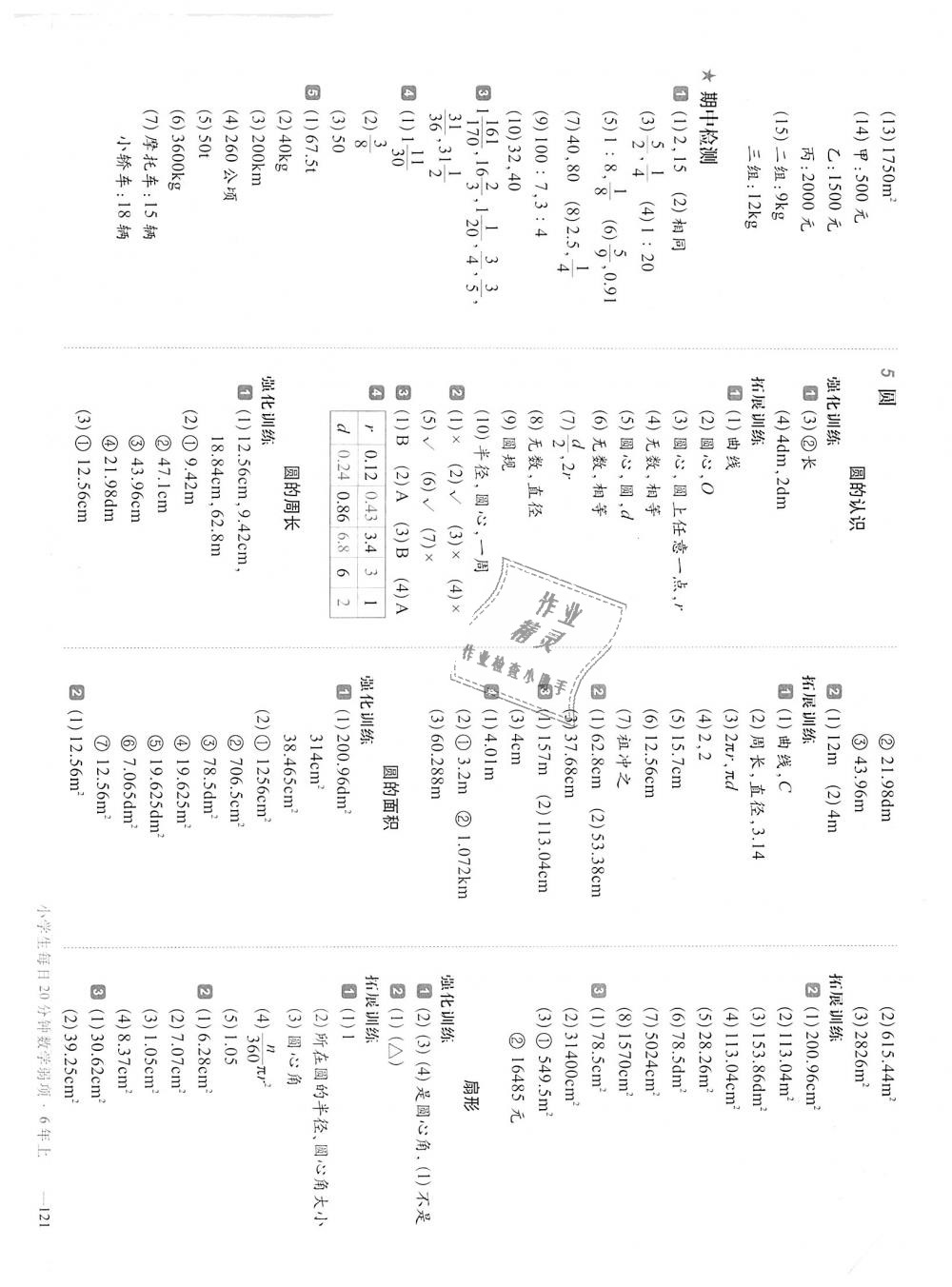 2018年小学生每日20分钟数学弱项六年级上册人教版 第7页