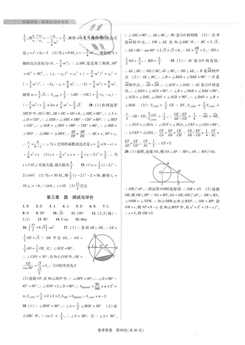 2018年新课程同步学案九年级数学全一册北师大版 第30页