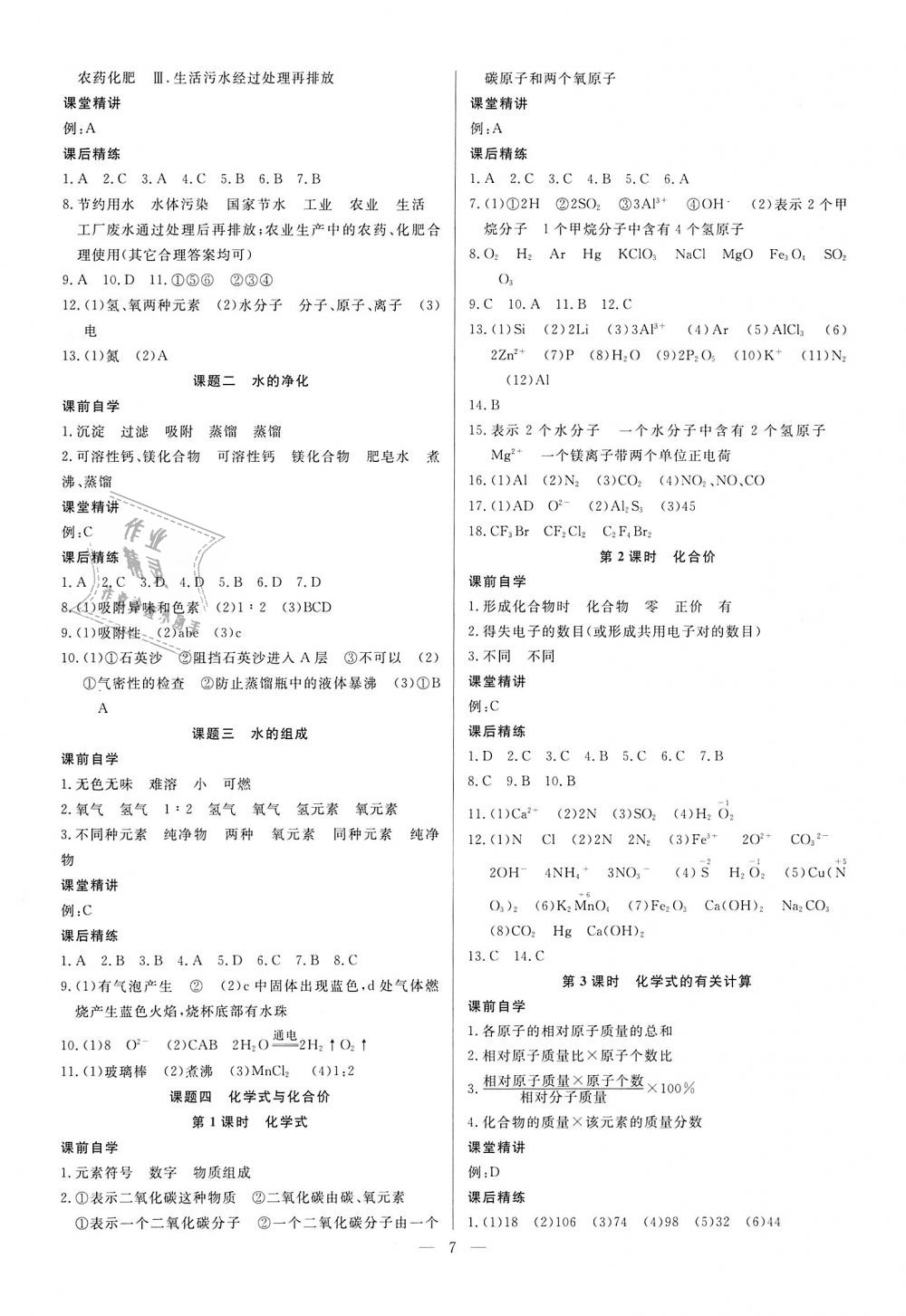 2018年思维新观察课时作业九年级化学全一册人教版 第7页