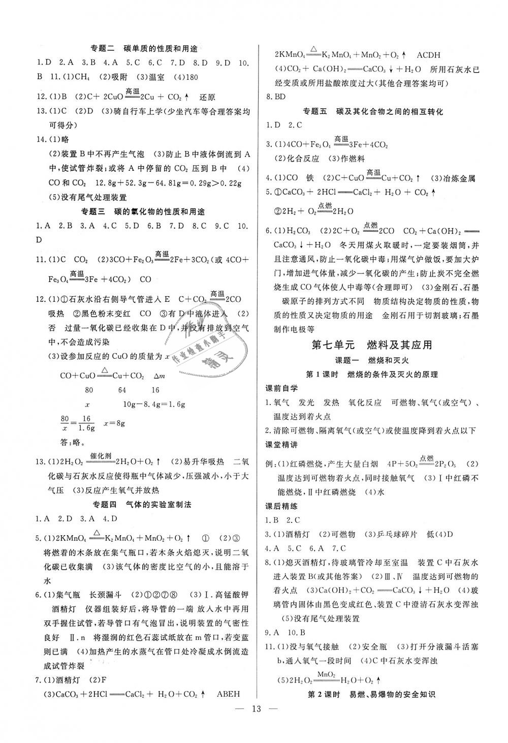 2018年思維新觀察課時作業(yè)九年級化學(xué)全一冊人教版 第13頁