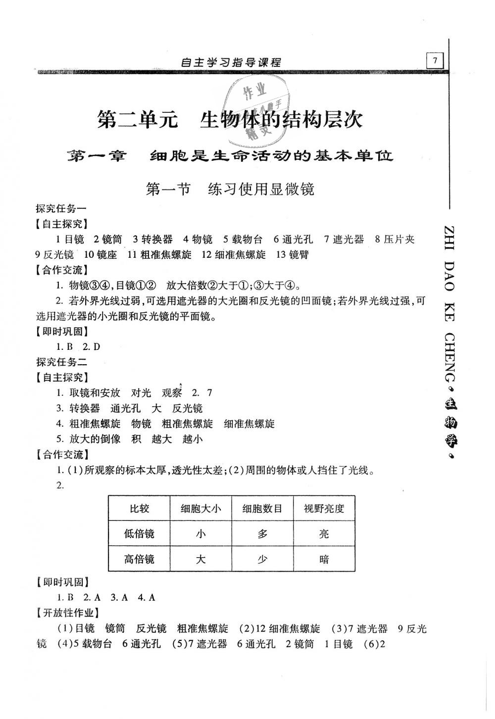 2018年自主學(xué)習(xí)指導(dǎo)課程七年級(jí)生物學(xué)上冊(cè)人教版 第7頁(yè)