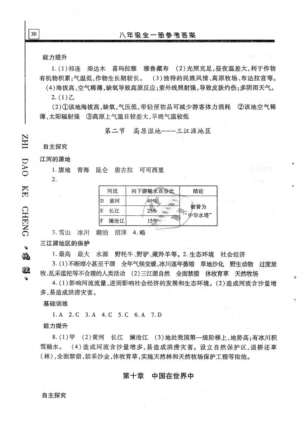 2018年自主學(xué)習(xí)指導(dǎo)課程八年級地理全一冊 第30頁