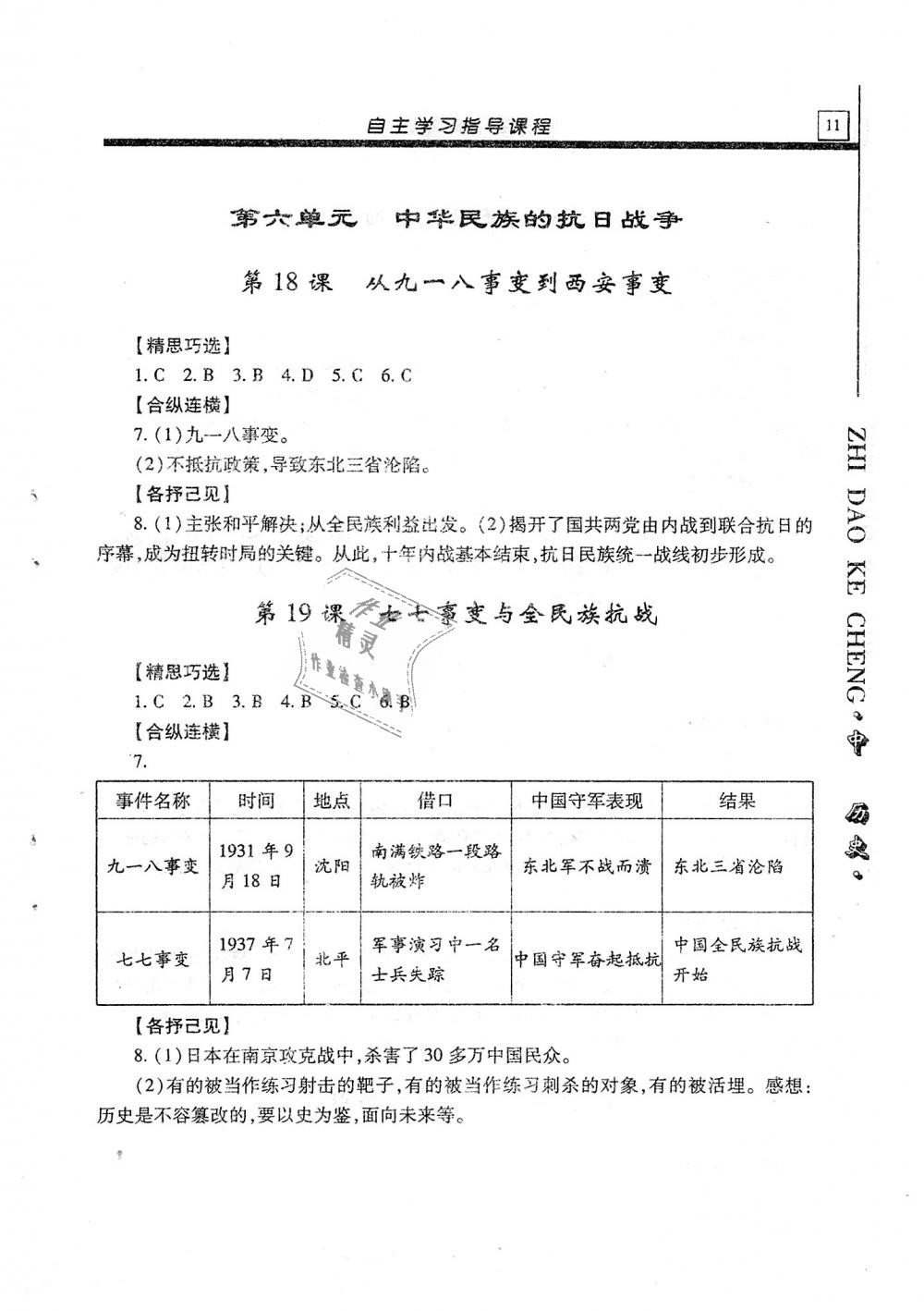 2018年自主學(xué)習(xí)指導(dǎo)課程八年級中國歷史上冊 第11頁