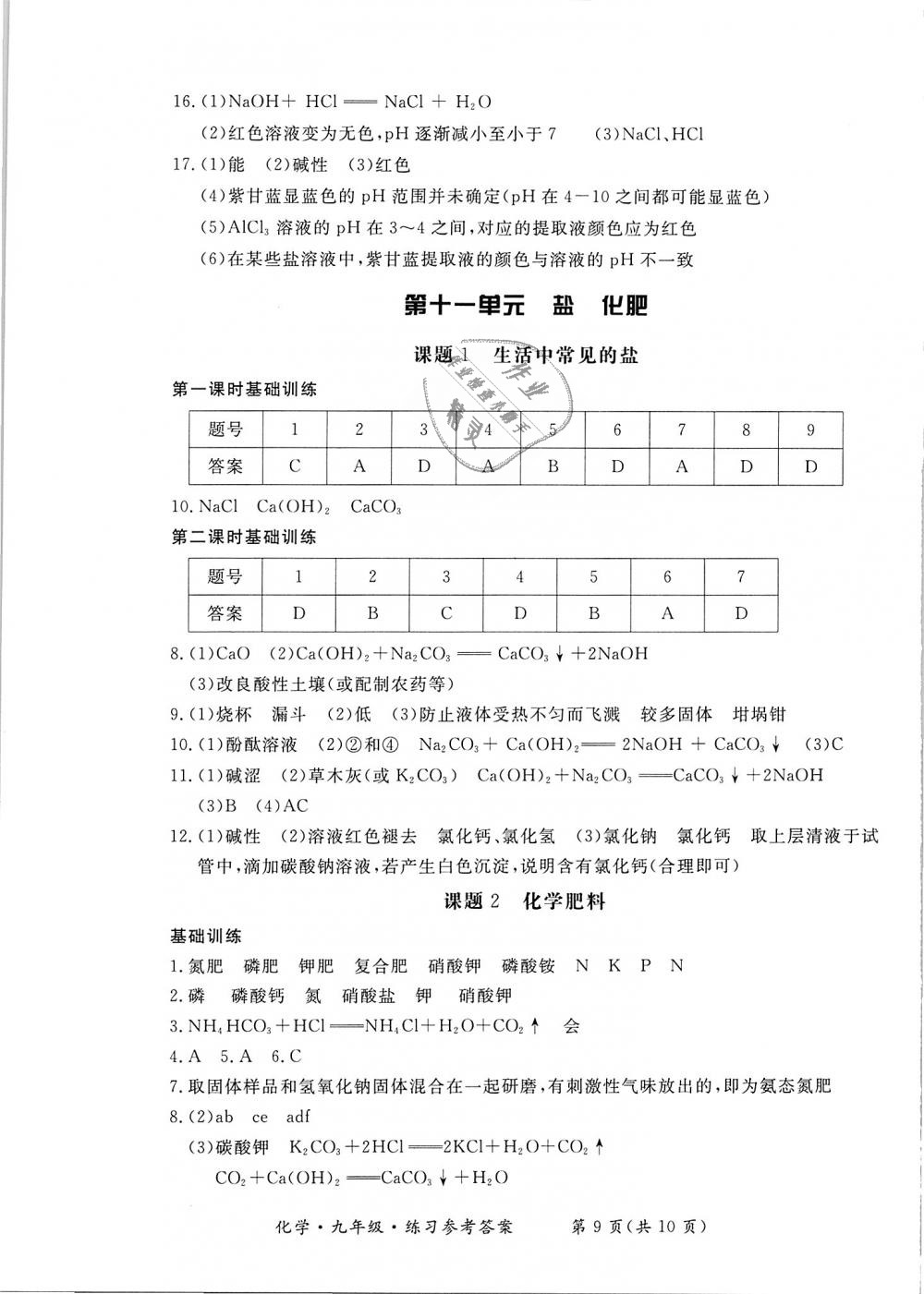 2018年新课标形成性练习与检测九年级化学上册 第9页