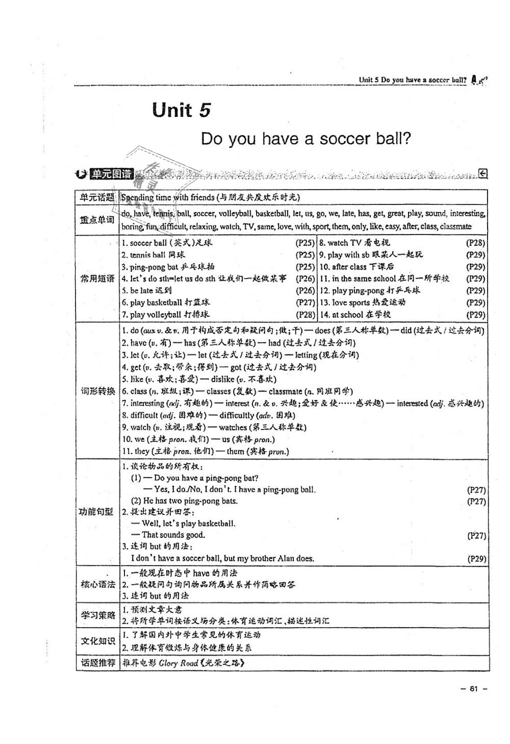 2018年單元導練七年級英語上冊人教版 第61頁