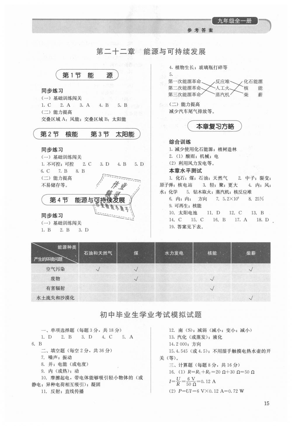 2018年人教金学典同步解析与测评九年级物理全一册人教版 第15页