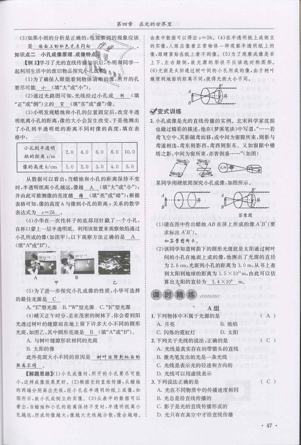 2018年蓉城学霸八年级物理上册教科版 第47页