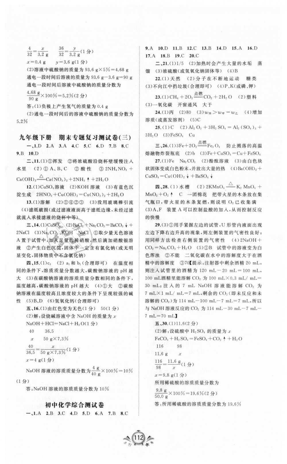 2018年新課程學(xué)習(xí)與測評單元雙測九年級化學(xué)全一冊人教版A版 第8頁