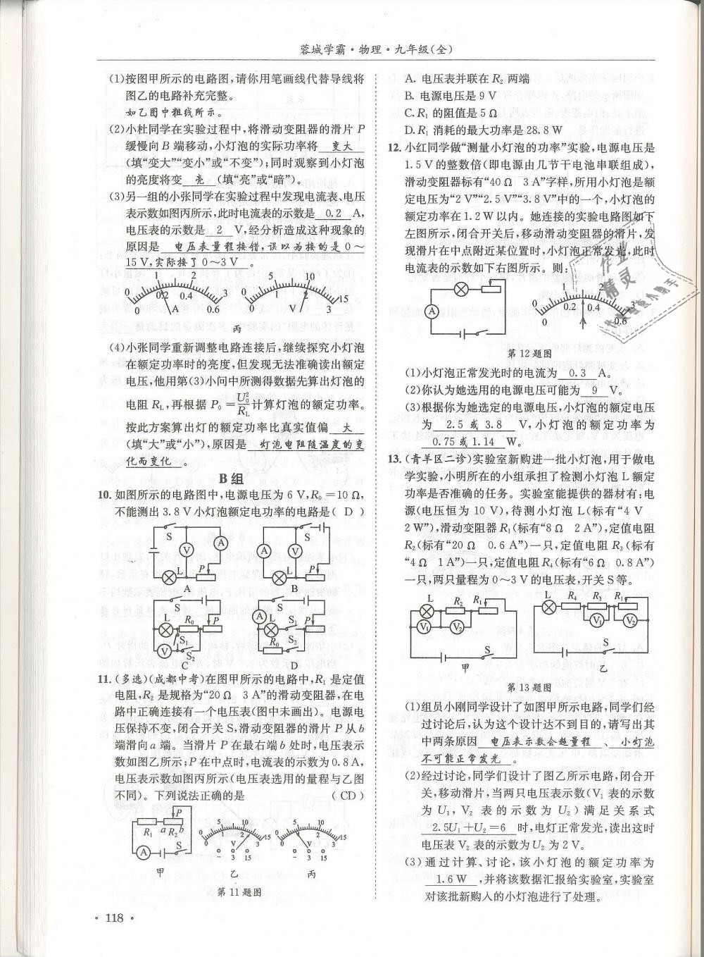 2018年蓉城學(xué)霸九年級物理全一冊教科版 第118頁