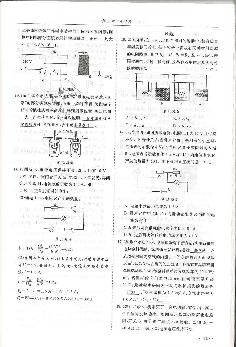 2018年蓉城學霸九年級物理全一冊教科版 第113頁