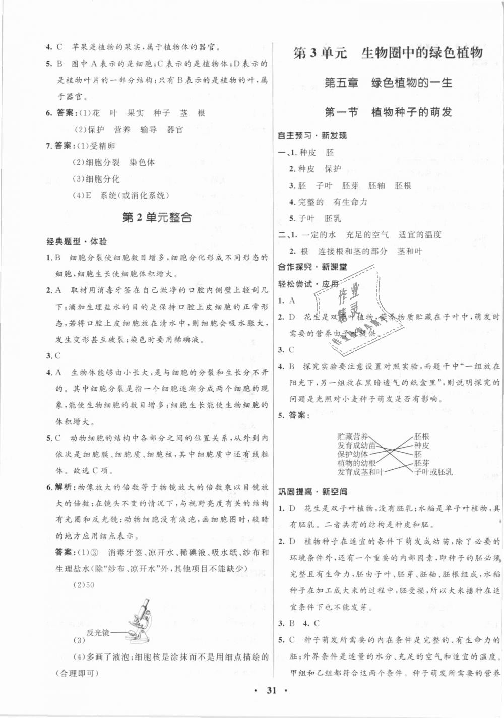 2018年南方新課堂金牌學(xué)案七年級生物學(xué)上冊蘇教版 第7頁