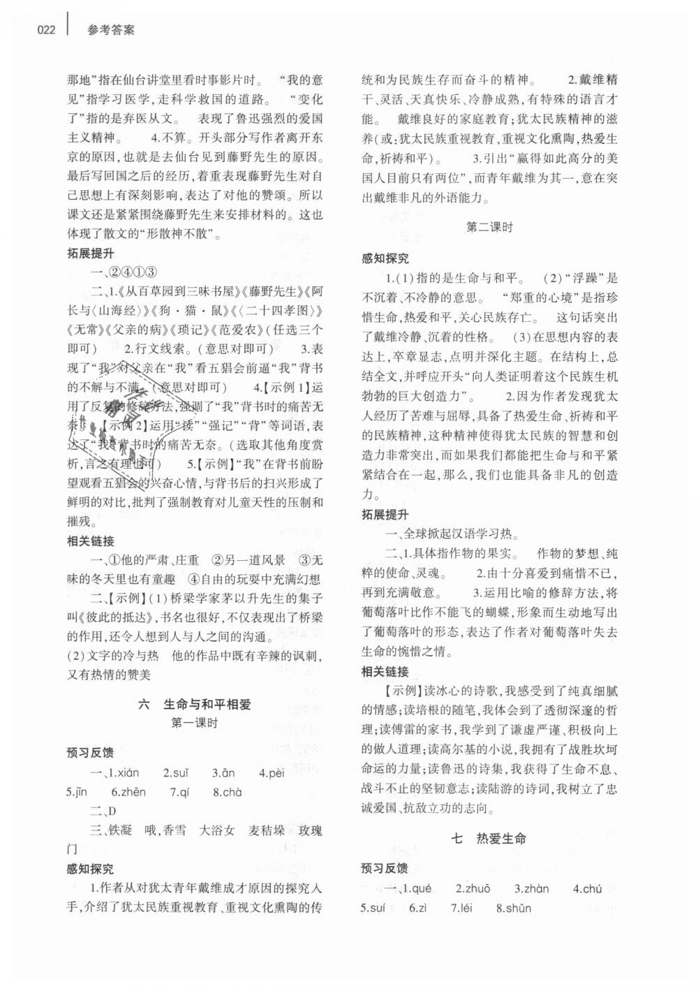 2018年基礎(chǔ)訓(xùn)練九年級語文全一冊蘇教版大象出版社 第22頁