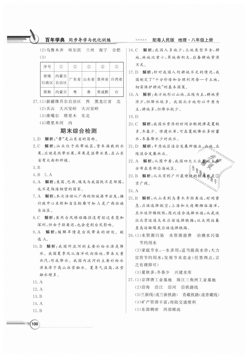 2018年同步导学与优化训练八年级地理上册粤人民版 第16页