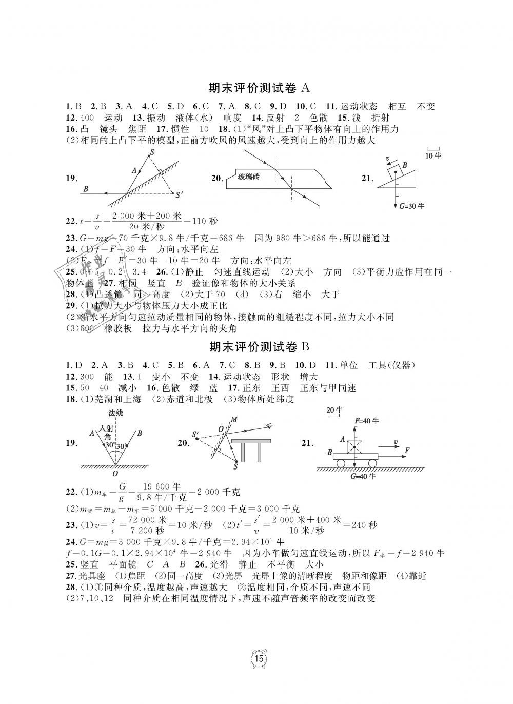 2018年上海作業(yè)八年級(jí)物理上冊(cè) 第15頁