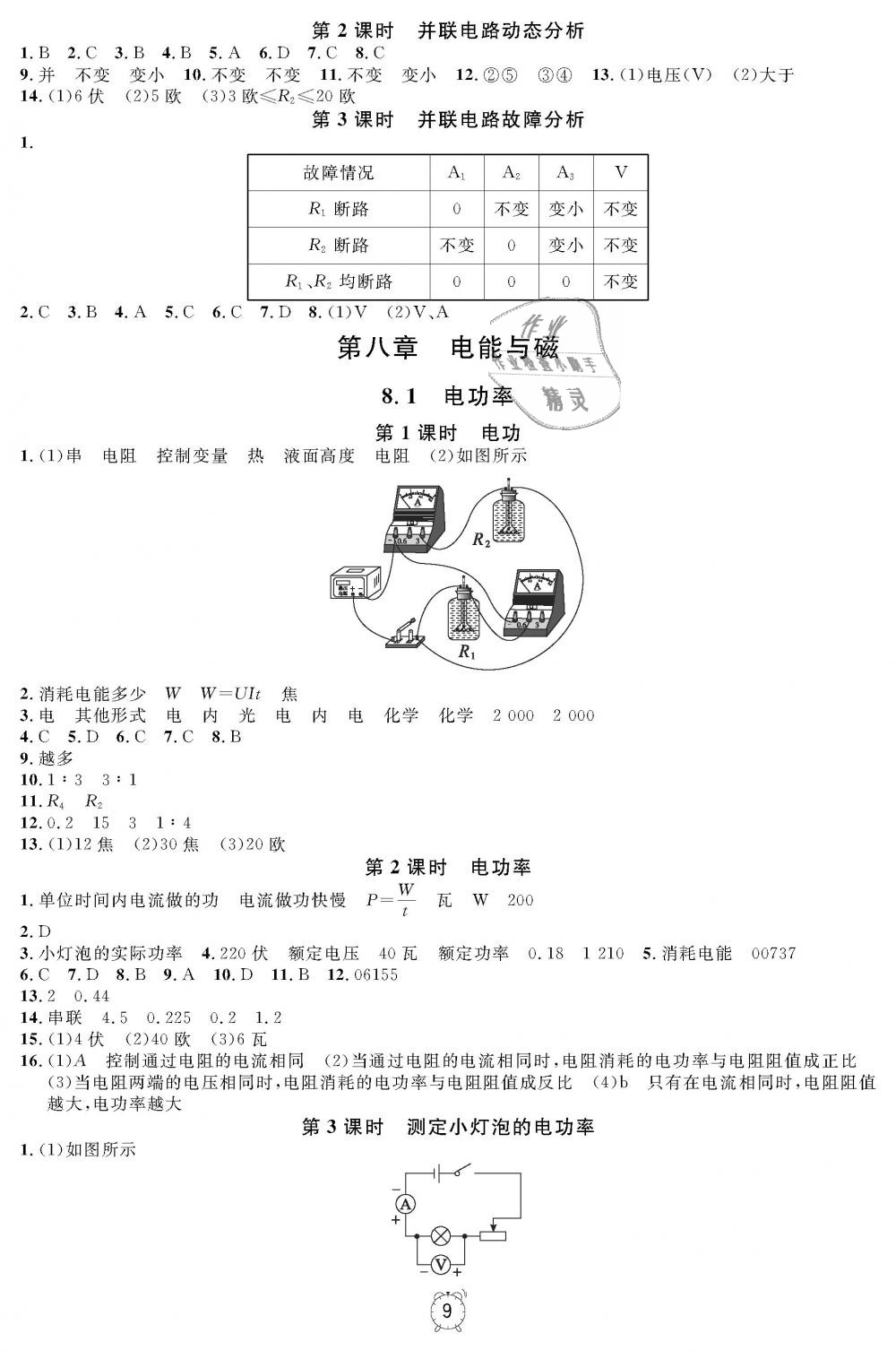 2018年上海作業(yè)九年級物理上冊 第9頁