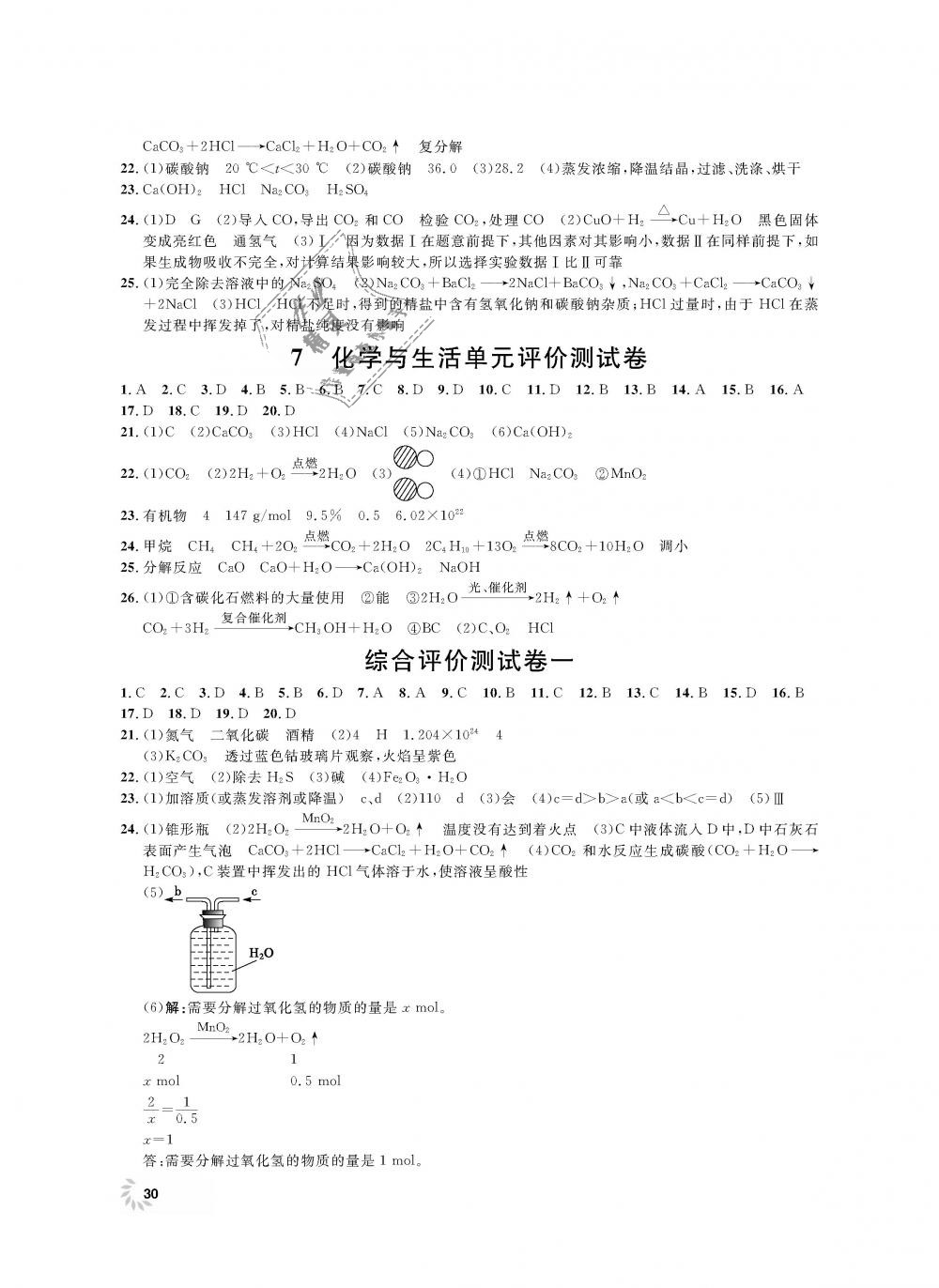 2018年上海作業(yè)九年級(jí)化學(xué)上冊(cè) 第30頁(yè)