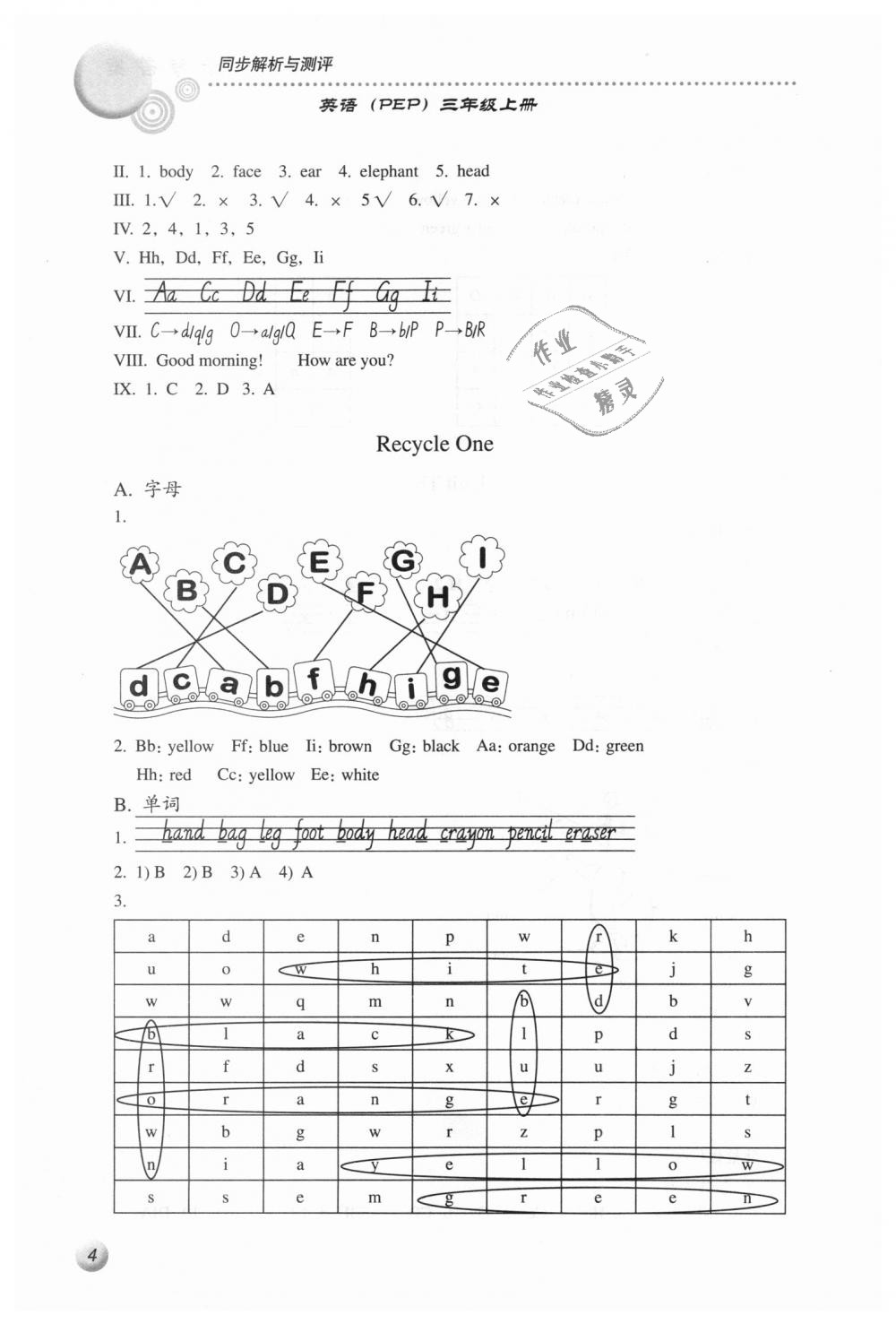 2018年人教金學(xué)典同步解析與測(cè)評(píng)三年級(jí)英語上冊(cè)人教PEP版 第4頁