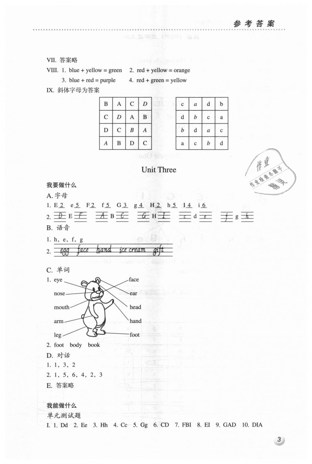 2018年人教金學(xué)典同步解析與測評(píng)三年級(jí)英語上冊(cè)人教PEP版 第3頁