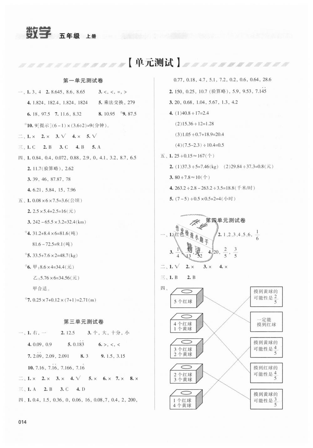 2018年學(xué)習(xí)質(zhì)量監(jiān)測五年級數(shù)學(xué)上冊人教版 第14頁