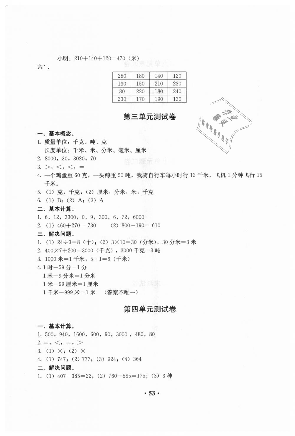 2018年人教金学典同步解析与测评三年级数学上册人教版 第5页