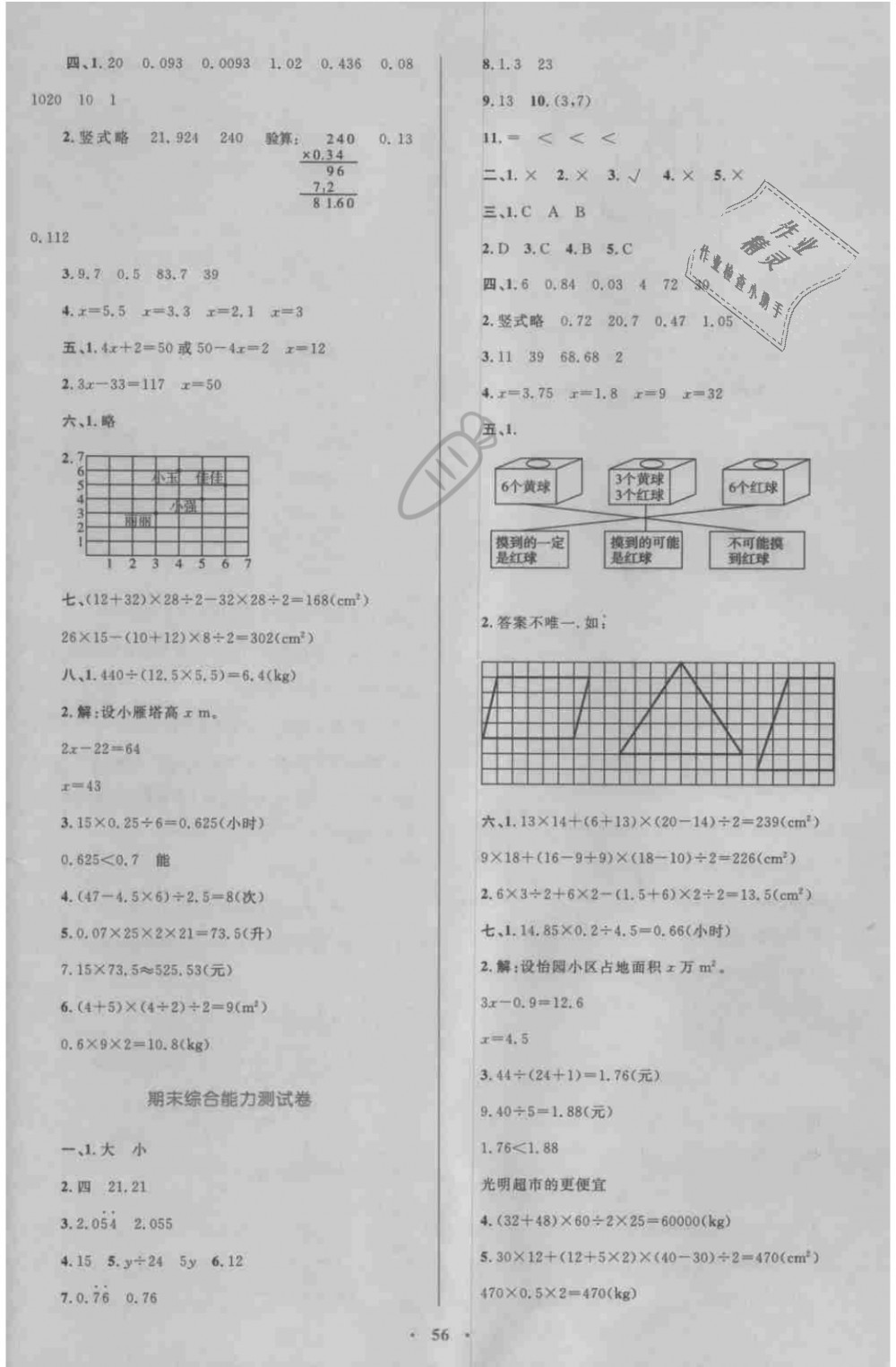 2018年新課標(biāo)小學(xué)同步學(xué)習(xí)目標(biāo)與檢測五年級數(shù)學(xué)上冊人教版 第16頁