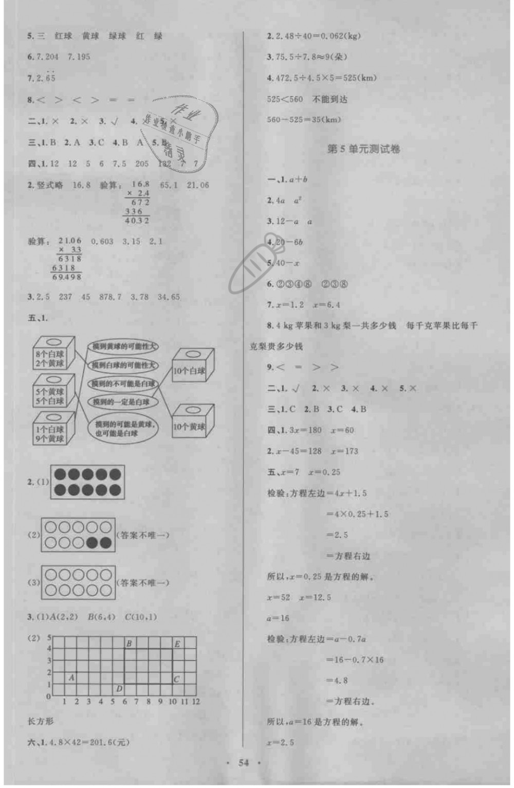 2018年新課標(biāo)小學(xué)同步學(xué)習(xí)目標(biāo)與檢測(cè)五年級(jí)數(shù)學(xué)上冊(cè)人教版 第14頁(yè)