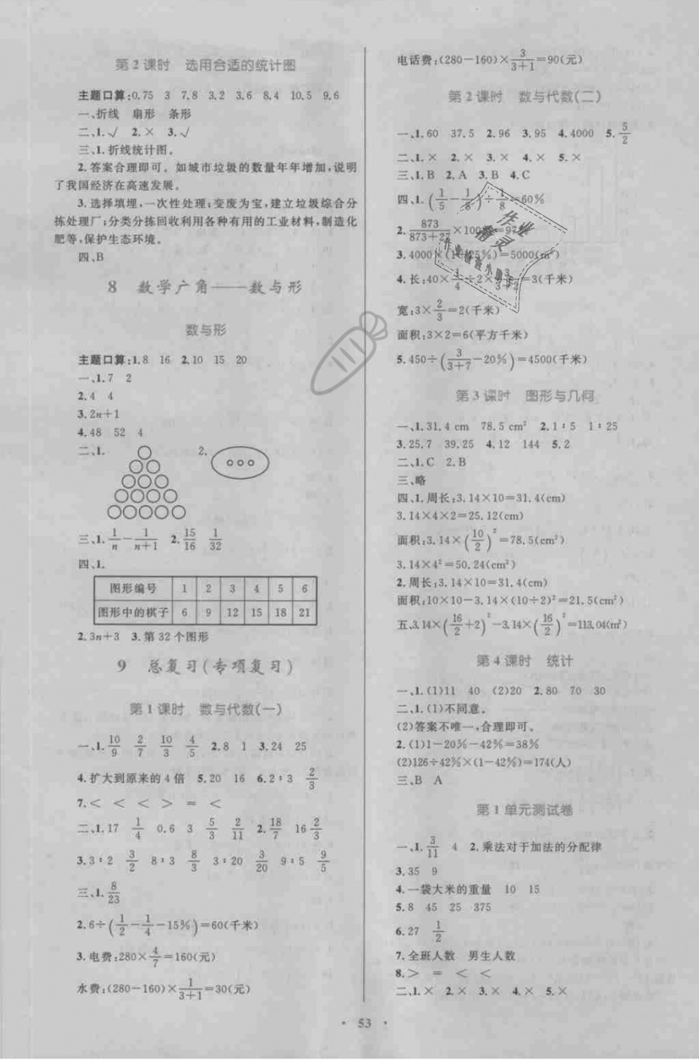 2018年新課標小學同步學習目標與檢測六年級數學上冊人教版 第9頁