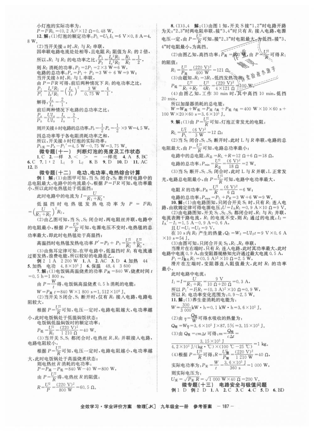 2018年全效學習學業(yè)評價方案九年級物理全一冊教科版 第9頁