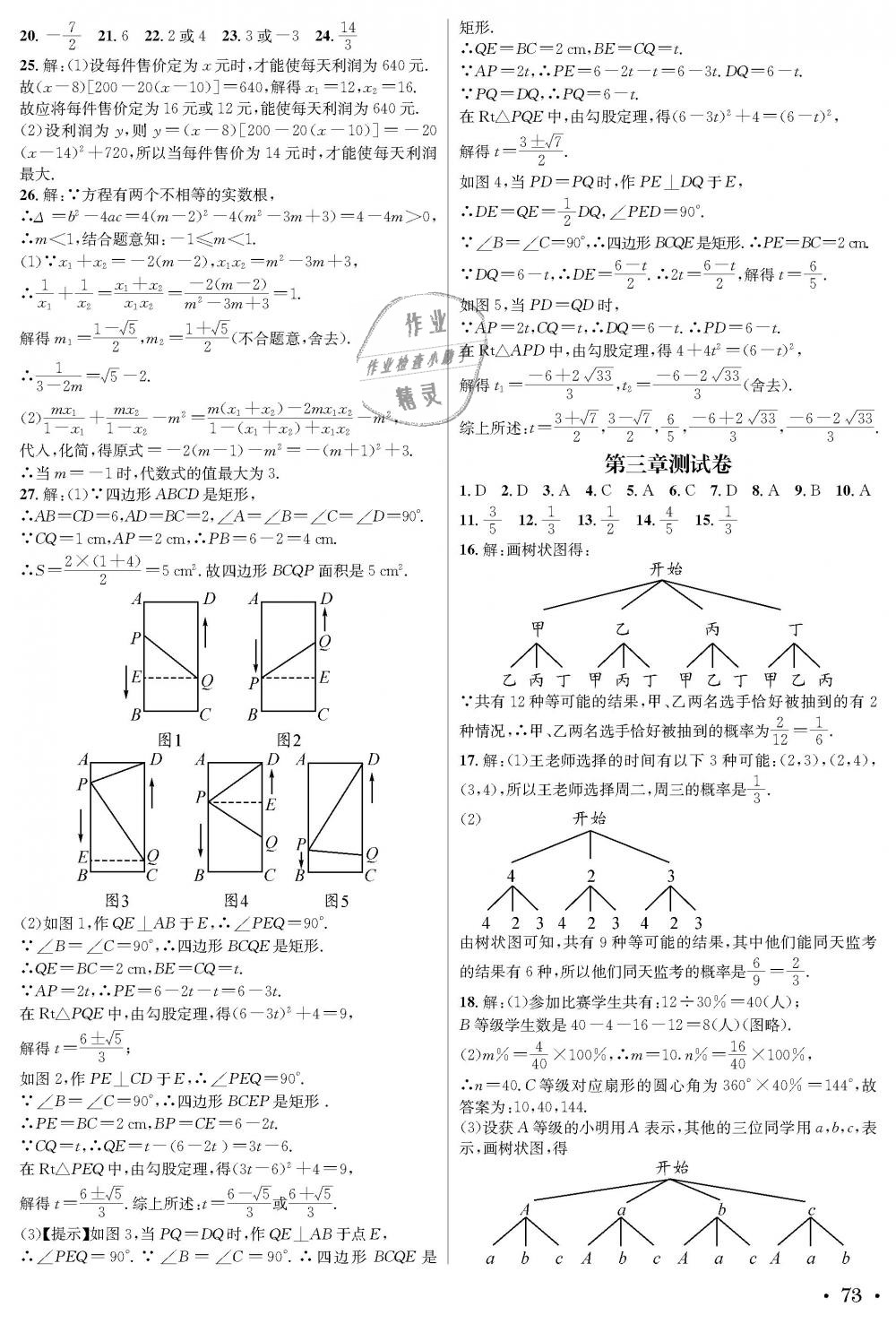 2018年蓉城学霸九年级数学全一册北师大版 第73页