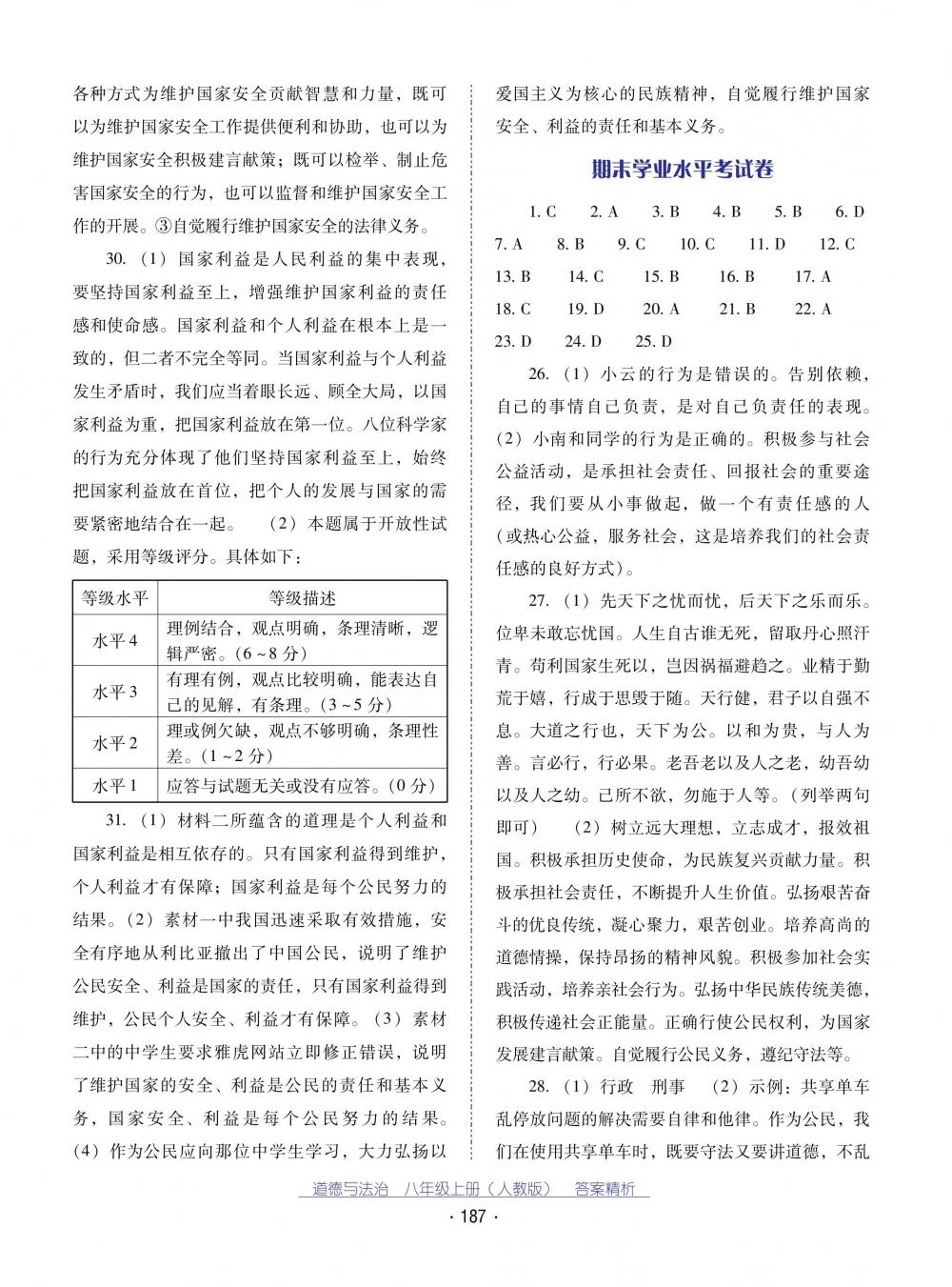 2018秋云南省标准教辅优佳学案道德与法治八年级上册人教版 第31页