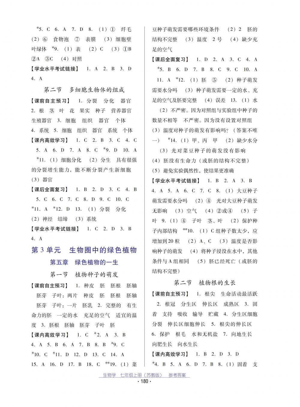 2018秋云南省標準教輔優(yōu)佳學(xué)案生物學(xué)七年級上冊蘇教版 第4頁