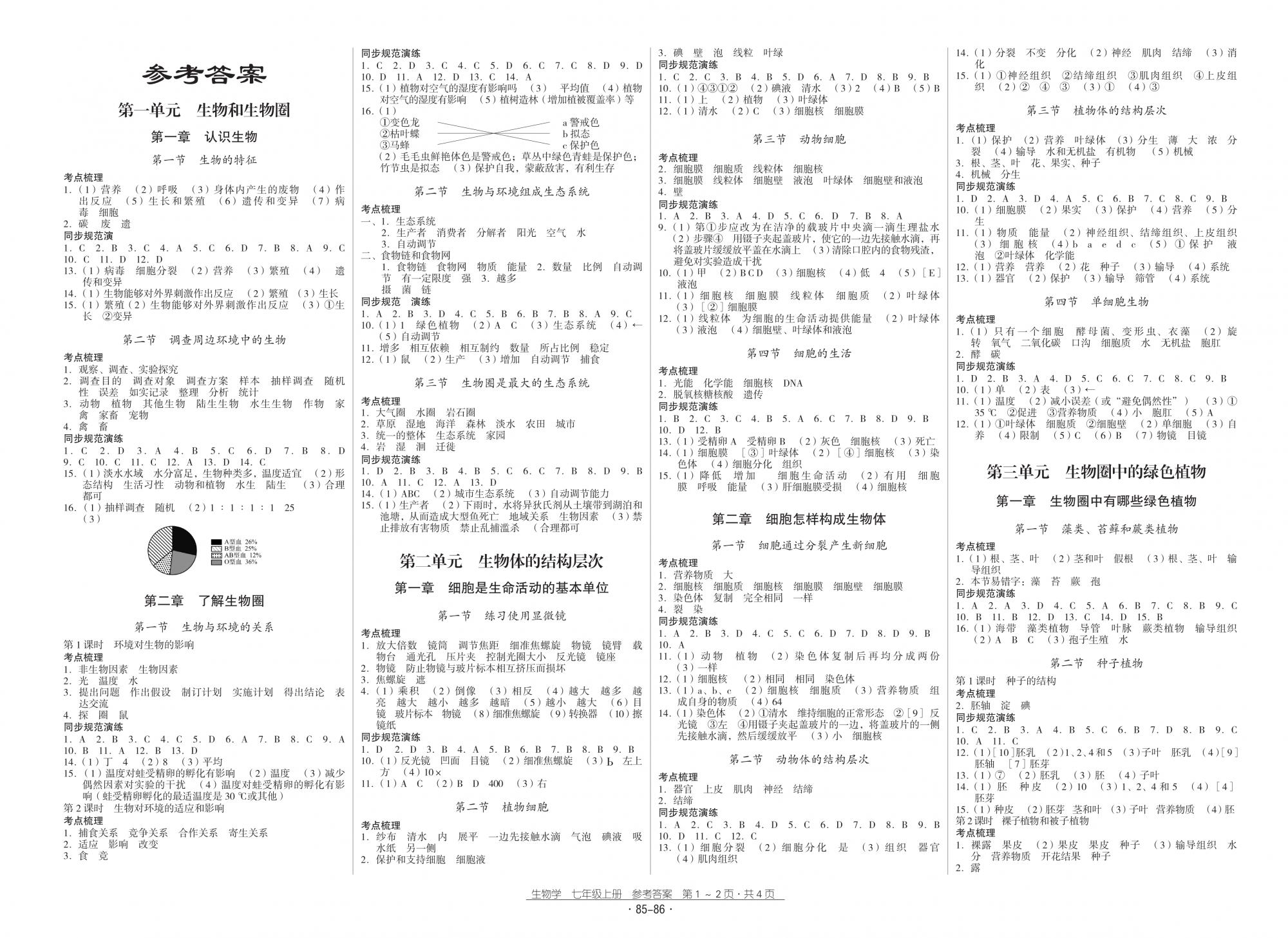 2018秋云南省標準教輔優(yōu)佳學案優(yōu)等生生物7年級上冊人教版 第1頁