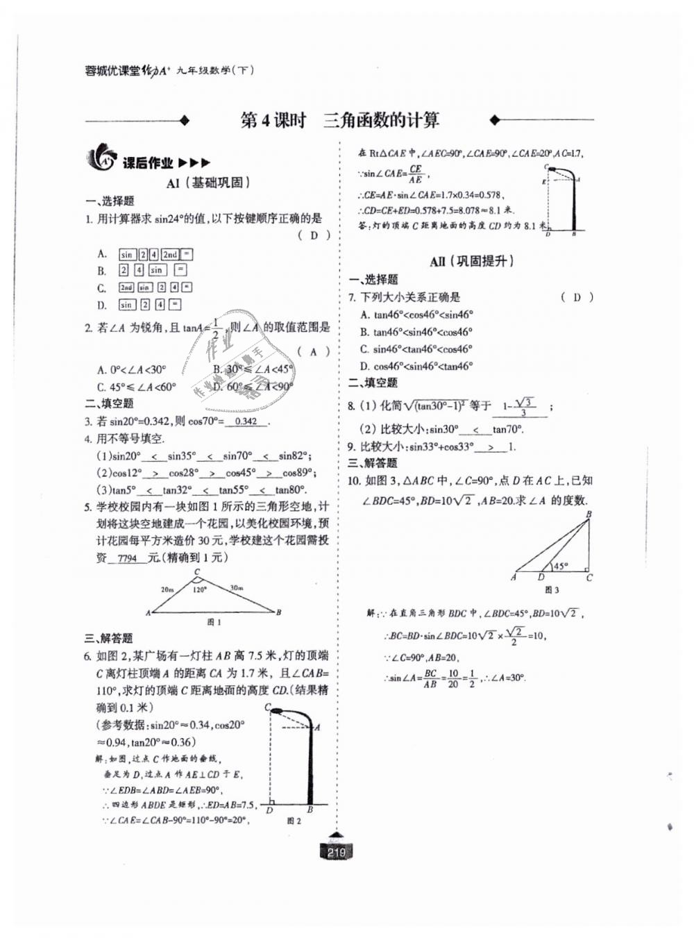 2018年蓉城課堂給力A加九年級數(shù)學(xué)全一冊北師大版 第220頁