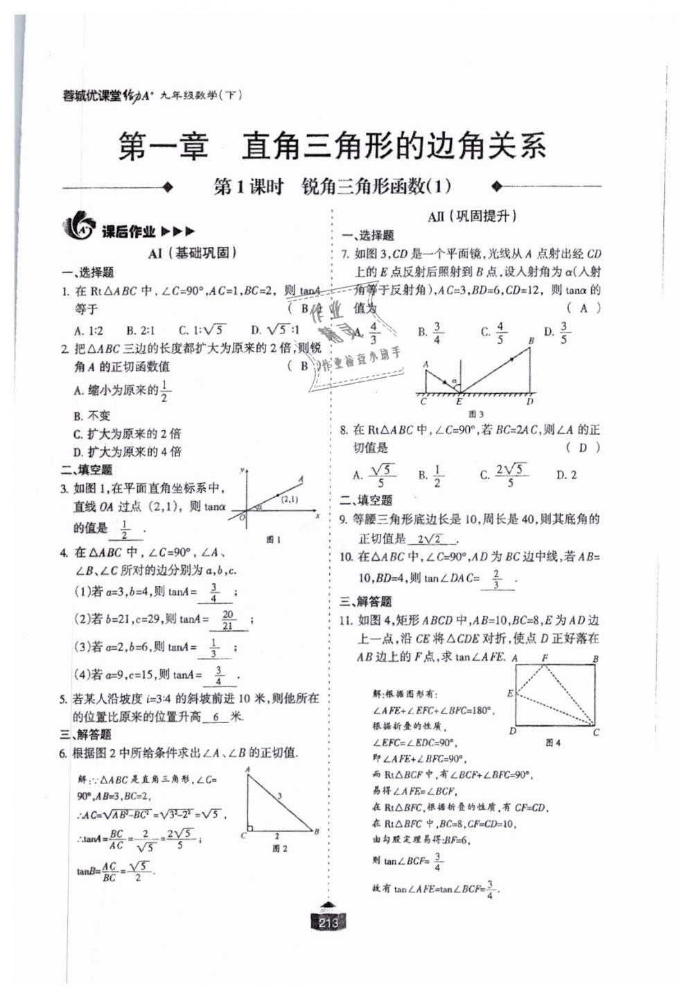 2018年蓉城课堂给力A加九年级数学全一册北师大版 第214页