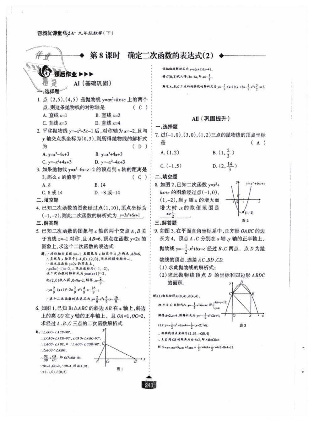 2018年蓉城课堂给力A加九年级数学全一册北师大版 第244页