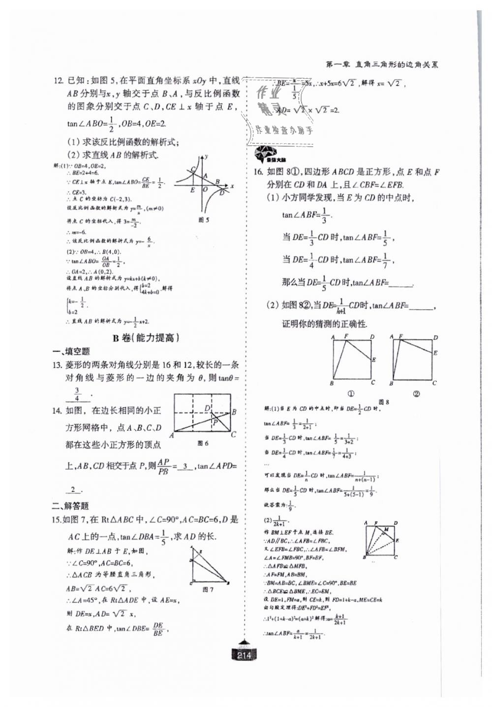 2018年蓉城课堂给力A加九年级数学全一册北师大版 第215页