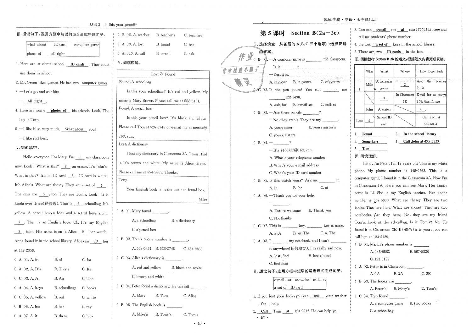 2018年蓉城學(xué)霸七年級英語上冊人教版 第25頁