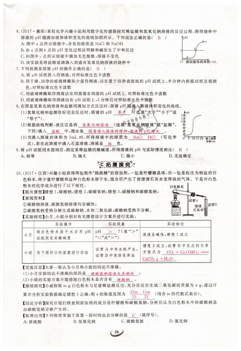 2019年思維新觀察九年級化學下冊人教版 第56頁