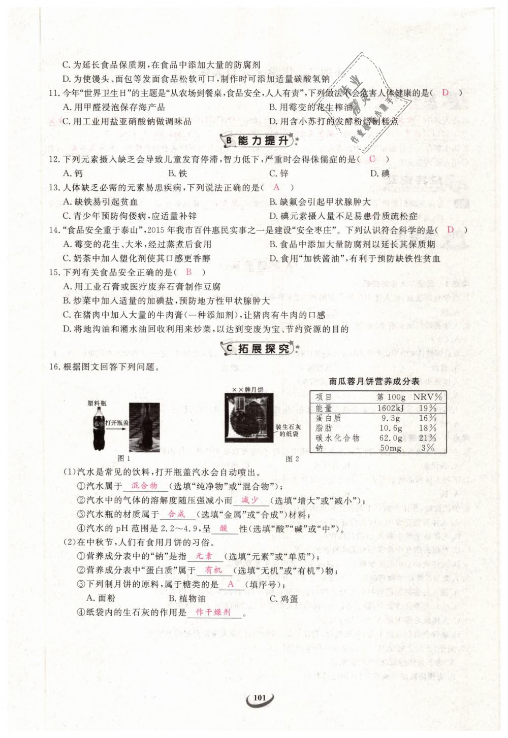 2019年思維新觀察九年級(jí)化學(xué)下冊(cè)人教版 第101頁(yè)